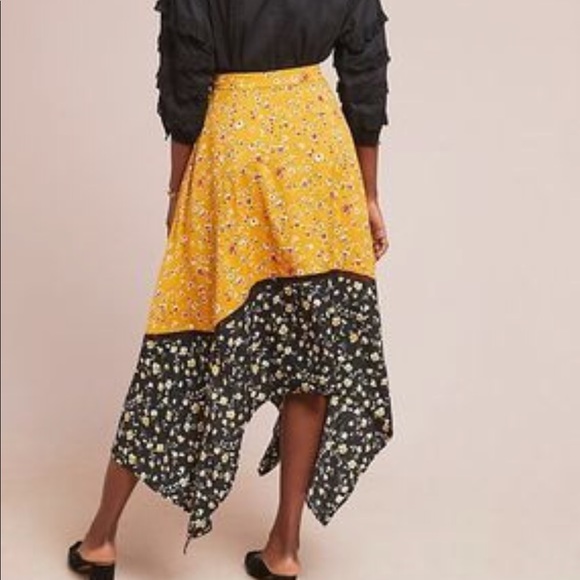 Anthropologie Isla Maude Yellow Floral Midi Skirt XS - Picture 2 of 3
